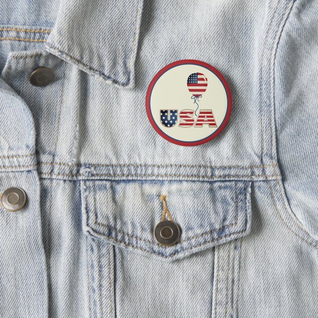 Patriotic Stars & Stripes USA  2 Inch Round Button (In Situ)