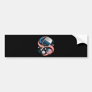 Patriotic Stars Stripes USA Flag Pickleball Bumper Sticker