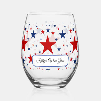 Patriotic Stars Wine Glass