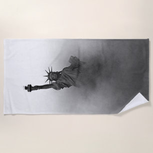 Patriotic Statue Of Liberty New York American Fog Beach Towel