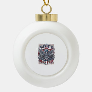 Patriotic Steel Road Guardian Biker Road Freedom P Ceramic Ball Christmas Ornament
