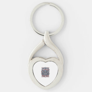 Patriotic Steel Road Guardian Biker Road Freedom P Keychain