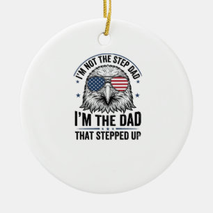 Patriotic Step Dad Eagle Vintage Shirt Design_1 Ceramic Ornament
