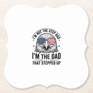 Patriotic Step Dad Eagle Vintage Shirt Design_1 Paper Coaster
