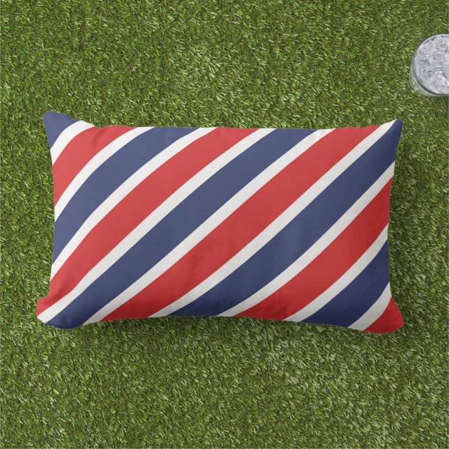 Patriotic Stipes Outdoor Pillow (Grass)