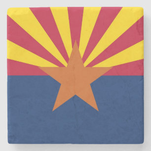 Patriotic stone coaster with Flag of Arizona