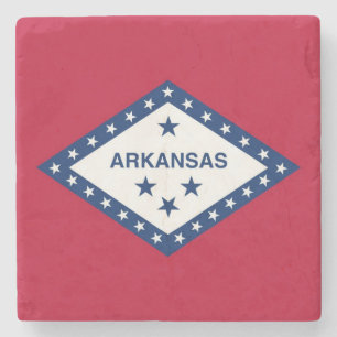 Patriotic stone coaster with Flag of Arkansas