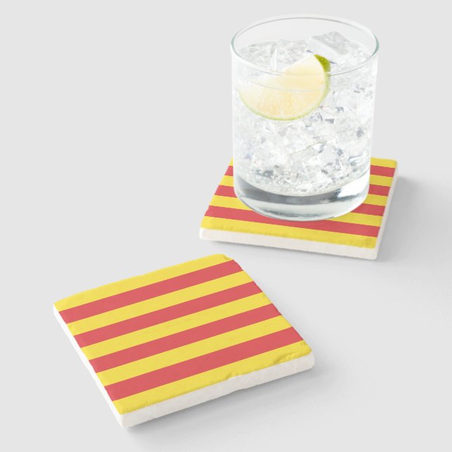 Patriotic stone coaster with Flag of Catalonia (Side)