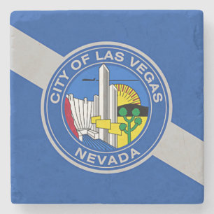 Patriotic stone coaster with Flag of Las Vegas