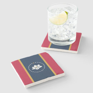 Patriotic stone coaster with Flag of Mississippi