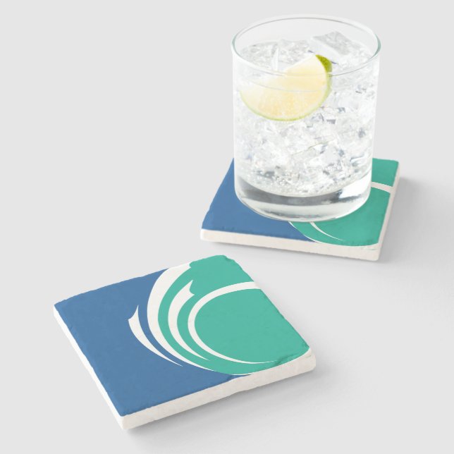 Patriotic stone coaster with Flag of Ottawa (Side)