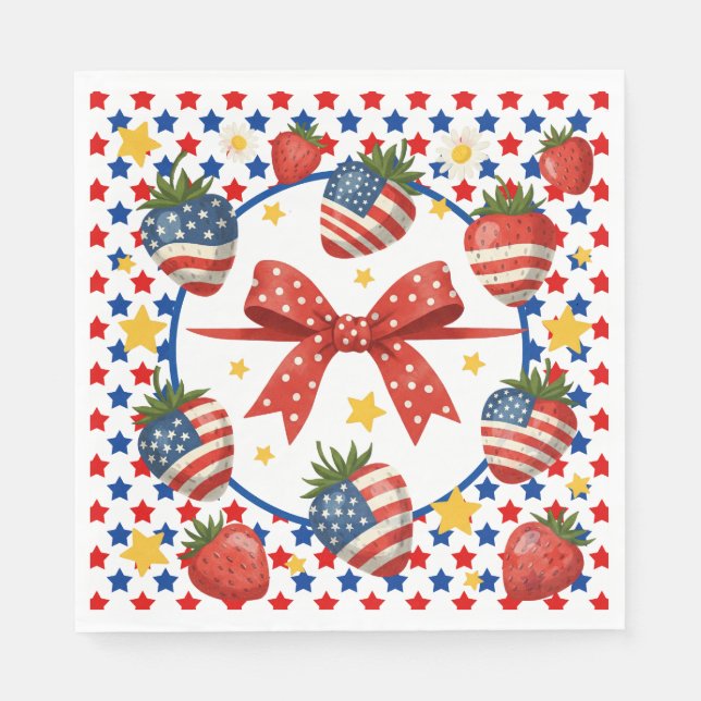 Patriotic Strawberries  Napkins (Front)