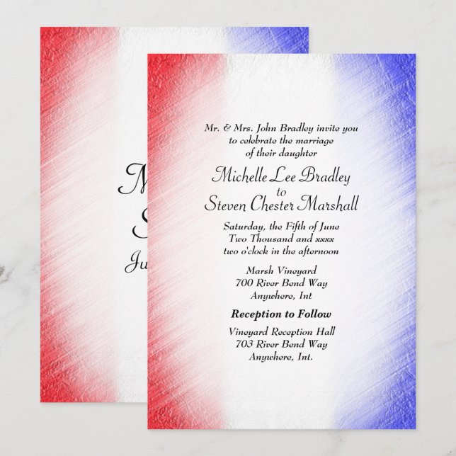 Patriotic Stripe Wedding Invitations (Front/Back)
