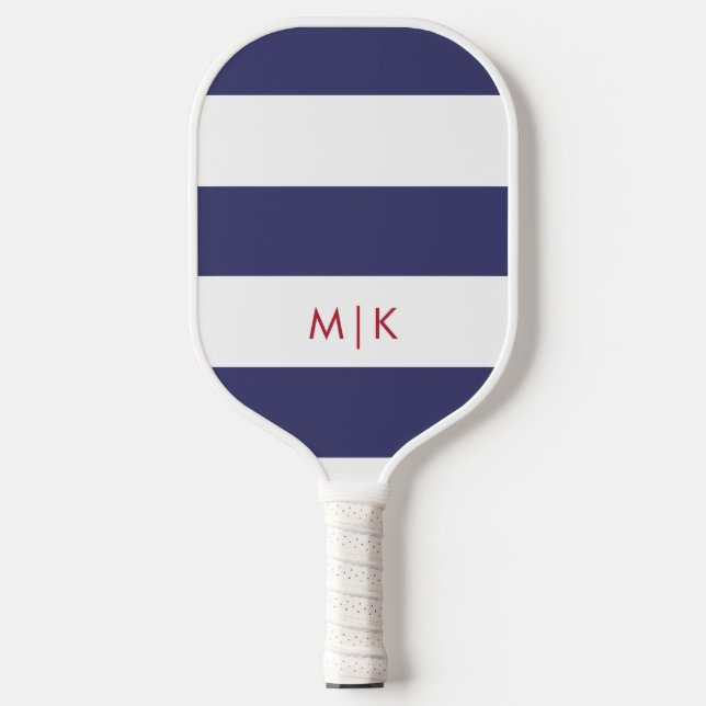 Patriotic Stripes | Modern Monogram Pickleball Paddle (Front)