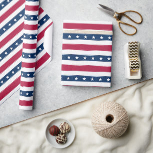 Patriotic Stripes & Stars (large scale vertical) Wrapping Paper