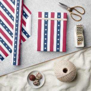 Patriotic Stripes & Stars (large scale vertical) Wrapping Paper