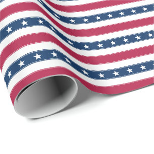 Patriotic Stripes & Stars (small scale horizontal) Wrapping Paper