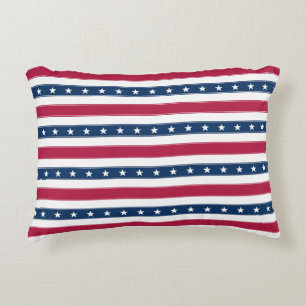 Patriotic Stripes with Stars (horizontal) Accent Pillow