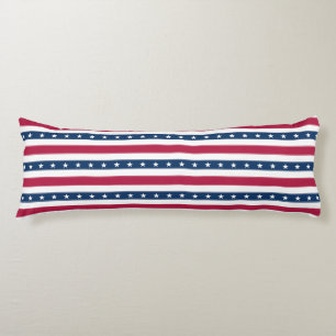 Patriotic Stripes with Stars (horizontal) Body Pillow