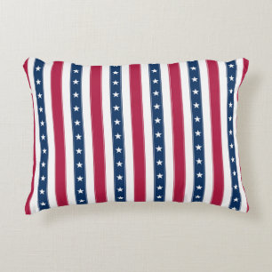 Patriotic Stripes with Stars (vertical) Accent Pillow