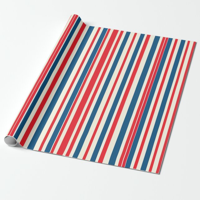 Patriotic Stripes Wrapping Paper (Unrolled)
