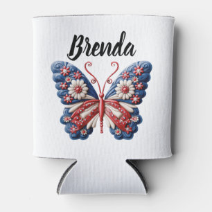 Patriotic Sublimination Butterfly Custom Can Cooler