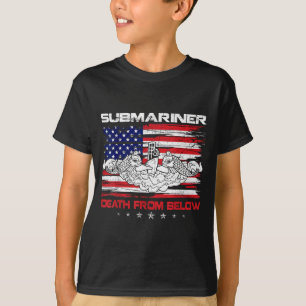 Patriotic Submariner Death from Below Flag USA T-Shirt