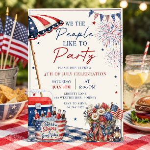 Patriotic Summer 4th of July Pool Party Invitation
