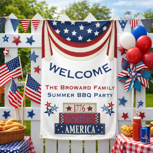 Patriotic Summer BBQ Welcome Banner 