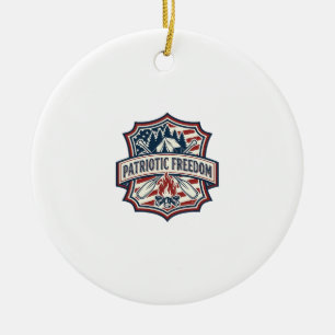 Patriotic Summer Camp Spirit Vector Graphic Tee_1 Ceramic Ornament
