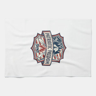 Patriotic Summer Camp Spirit Vector Graphic Tee_1 Kitchen Towel