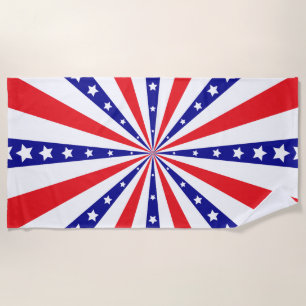 Patriotic Sun Burst Beach Towel