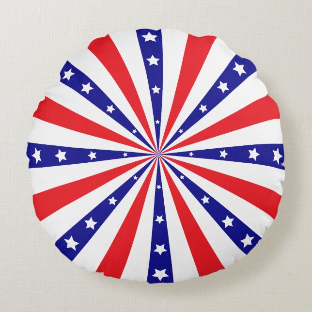 Patriotic Sun Burst Round Pillow (Front)