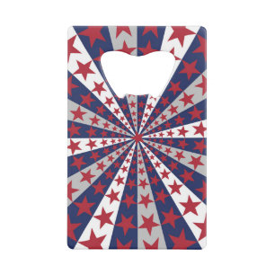 Patriotic Sunburst: American Flag Artwork Credit Card Bottle Opener