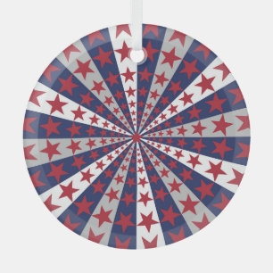 Patriotic Sunburst: American Flag Artwork Glass Ornament