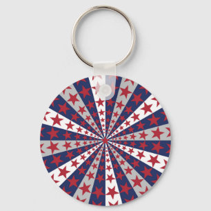 Patriotic Sunburst: American Flag Artwork Keychain