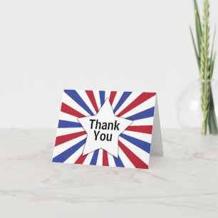 Patriotic Sunburst Star Thank You Card