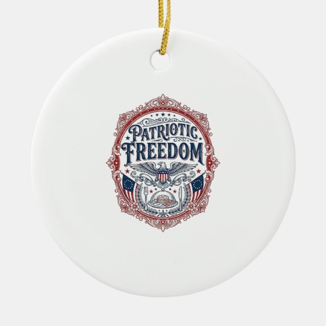 Patriotic Sunday Brunch Vector Graphic Tee_1 Ceramic Ornament (Front)