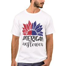 Patriotic Sunflower American Flag Colours T-Shirt
