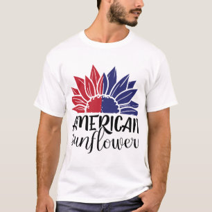 Patriotic Sunflower American Flag Colours T-Shirt