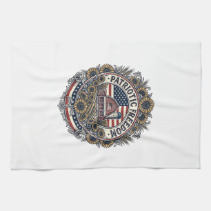 Patriotic Sunflower Farm Vector Graphic Tee_1 Kitchen Towel
