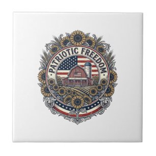 Patriotic Sunflower Farm Vector Graphic Tee_1 Tile