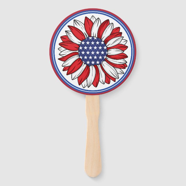 Patriotic Sunflower Hand Fan (Front)