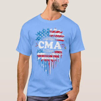 Patriotic Sunflower USA Flag CMA Stethoscope 4th O T-Shirt