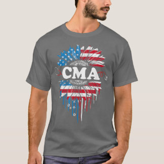 Patriotic Sunflower USA Flag CMA Stethoscope 4th O T-Shirt