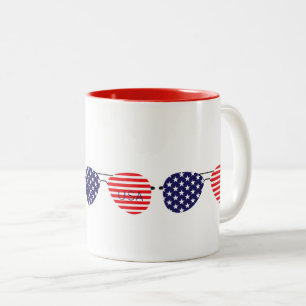 Patriotic Sunglasses Red White Blue USA Cool Two-Tone Coffee Mug
