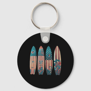 Patriotic Surfboards Surfing Surfboarder Surfer 4t Keychain