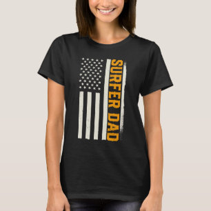Patriotic Surfing Surfboard Surfer Dad American Fl T-Shirt