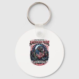 Patriotic Swamp Monster Old Glory Horror Monster P Keychain
