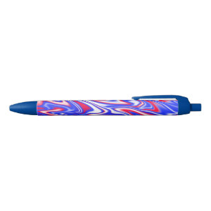 Patriotic Swirl: Red White and Blue Marble, Ink Pen